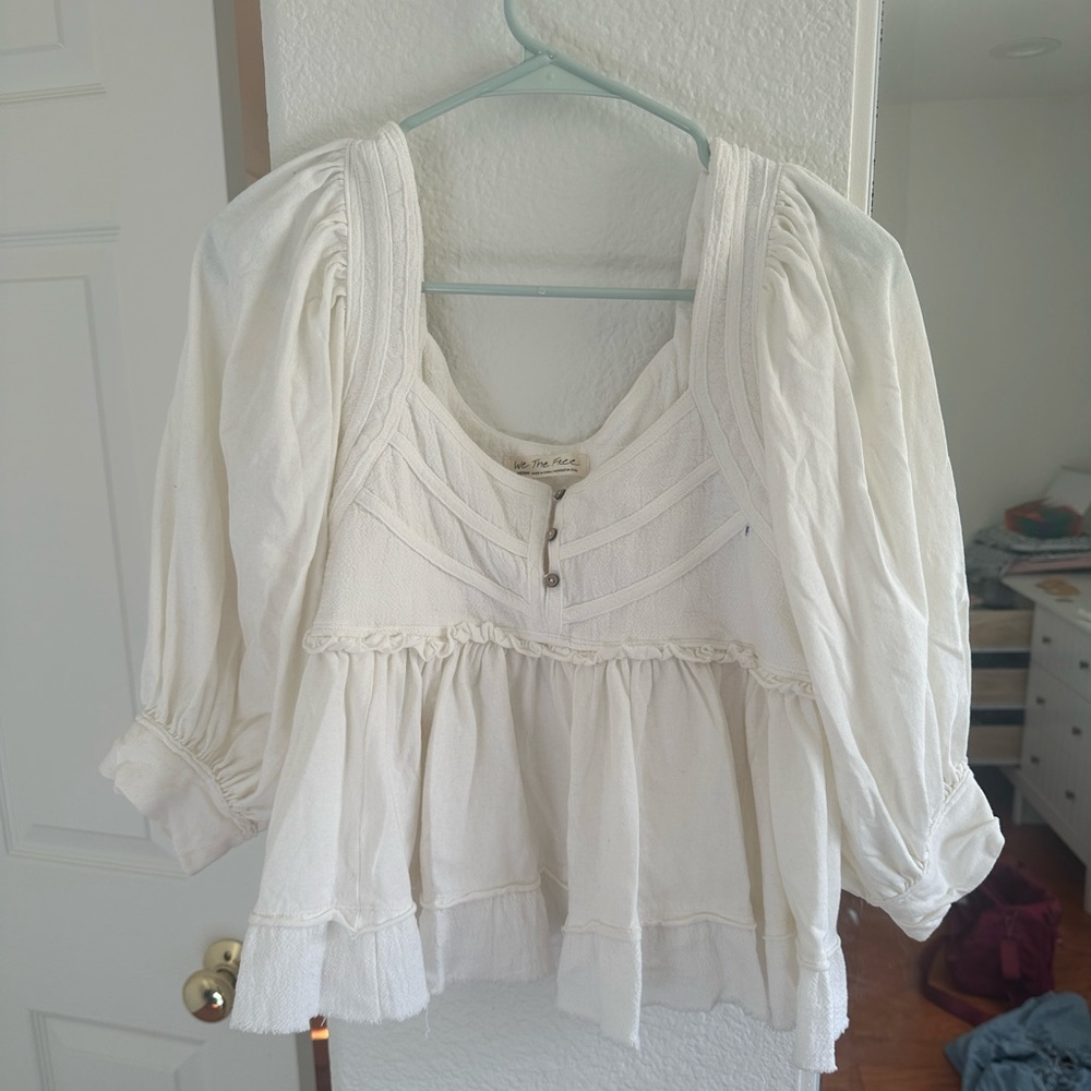 NWOT Free People Boho White Shelly Top